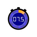 Digital stopwatch icon with accuracy up to half a second. Clock symbol counting minutes and hours.